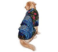 Beau paon dans les fleurs à capuche pour chiens de taille moyenne et grande - Vêtement en polyester doux pour toutes les saisons