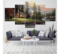 Beau Paysage Forestier Poster Tableaux, Posters Et Arts Décoratifs Tableau Cuisine Decoration Murale Salon Moderne Impressions Sur Toile Intissee 5 Pièces 200×100 Cm Chambre Bureau Hôtel Sa -0I2F/V4A