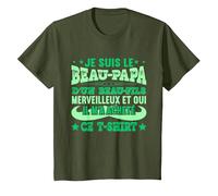 Beau Père Fête des Pères Beau Papa Humour T-Shirt, Enfant, Olive, 2 Ans