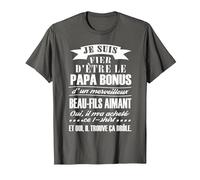 Beau-père Papa Bonus Devenir père Cadeau T-Shirt, Homme, Asphalte, 5XL