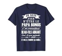 Beau-père Papa Bonus Devenir père Cadeau T-Shirt, Homme, Bleu Marine, 5XL