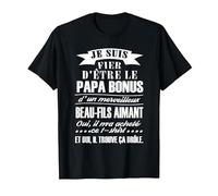Beau-père Papa Bonus Devenir père Cadeau T-Shirt, Homme, Noir, 6XL