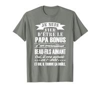 Beau-père Papa Bonus Devenir père Cadeau T-Shirt, Homme, Vert Kaki chiné, XL