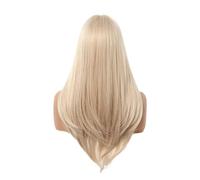 Beau Perruque blonde dorée avec frange cheveux longs et raides for cosplay synthétique résistant à la chaleur