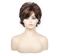 Beau Perruque courte bou teinte or marron for femme, texture naturelle moelleuse, permanente cheveux courts, déplacements quotidiens