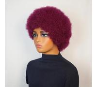 Beau Perruque courte for femme, cheveux bouclés rétro moelleux naturels, style de déplacement quotidien(Red)