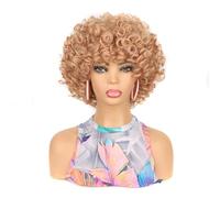 Beau Perruque de cheveux bouclés courte for femmes adaptée à diverses occasions(Orange)