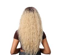 Beau Perruque Lace Front Wig synthétique blonde 13 * 1, perruques bou s avec racines foncées, cheveux naturels longs et ondulés