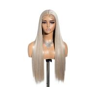 Beau Perruque Lace Front Wig synthétique lisse blanche, 30 pouces, Fiber blonde haute température