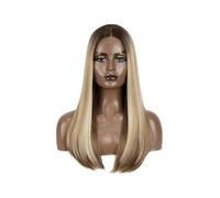 Beau Perruque Lace Front Wig synthétique lisse de 22 pouces, perruque Bob sans colle for femmes