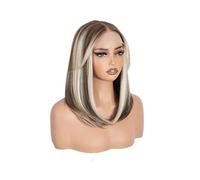 Beau Perruque Lace Front Wig synthétique sans colle, 18 pouces, 6x4, reflets blonds, résistants à la chaleur