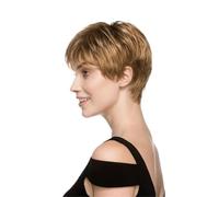 Beau Perruque synthétique courte et bou for femmes, couleur dorée peu profonde for un usage quotidien