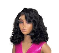 Beau Perruques Bob ondulées sans colle 13x4 HD Lace Frontal cheveux humains vague naturelle courte Bob perruques(10inches)