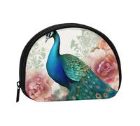 Beau petit porte-monnaie avec imprimé paon et floral - Mini porte-monnaie - Poche à monnaie pour un usage quotidien et des cadeaux, Noir , Taille unique, Pochette à monnaie