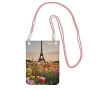 Beau petit sac à bandoulière imprimé Tour Eiffel Paris pour femme tendance, sac à main pour téléphone avec sangle réglable, pour la randonnée, les voyages, rose, Taille unique