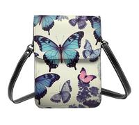 Beau petit sac à bandoulière papillon pour femme sac à main pour téléphone portable sac portefeuille en cuir PU avec bandoulière