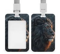 Beau porte-badge avec cordon de suspension, motif photos de lion, étui de protection vertical multi-usage pour bureau, enseignant, infirmière