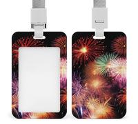 Beau porte-badge en forme de feux d'artifice avec cordon de suspension, cordon détachable, étui de protection vertical pour carte d'identité, porte-badge multi-usage pour bureau, enseignant