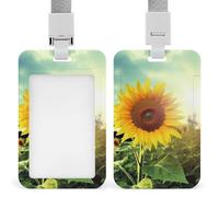 Beau porte-badge en forme de tournesol avec cordon amovible, étanche pour bureau, lieu de travail