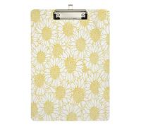 Beau porte-bloc tournesol | Porte-bloc avec clip argenté à profil bas | Porte-bloc décoratif pour école, bureau, infirmière, art, entreprise, 20,3 x 31,8 cm
