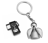 Beau Porte-Clés Ange Gardien en Argent, Petit Porte Cle de Ange en Alliage de Ainc Créatif Gardien Porte-Bonheur pour Amis Nouveau Conducteur avec Boîte Cadeaux