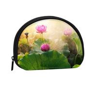 Beau porte-monnaie à fermeture éclair en forme de fleur de lotus, petit organisateur de voyage avec impression intégrale, tissu polyester durable, pochette compacte pour pièces de monnaie, clés
