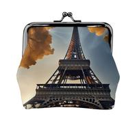 Beau porte-monnaie compact Tour Eiffel Paris 11,5 x 10,5 cm Joli mini portefeuille avec fermeture à baiser pochette étanche
