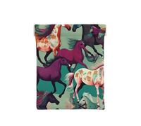 Beau porte-monnaie imprimé vagues océaniques organiseur de pièces de monnaie porte-monnaie porte-monnaie petit portefeuille de voyage pour pièces de monnaie, change, écouteurs, Types de chevaux, Talla