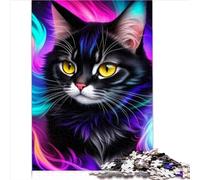 Beau Portrait de Chat Puzzles pour Adultes et Enfants pour Adultes Puzzle 1000 pièces en Bois Puzzle Durable pour Adultes apprenant des Jouets éducatifs （50x75 cm）