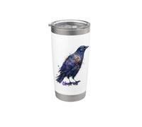 Beau portrait de corbeau aquarelle Gobelet isotherme en acier inoxydable double paroi