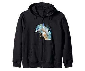 Beau Portrait de Dauphin à l'aquarelle Sweat à Capuche