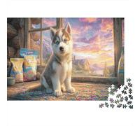 Beau Portrait de Husky Puzzle 1000 Pièces Jouet De Défi Adultes Et Personnes Âgées De Plus De 12 Ans Puzzle Impossible Défi Éducatif Cadeau De Décoration Intérieure 70x50cm/1000pcs