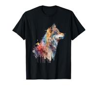 Beau Portrait de Loup Aquarelle T-Shirt