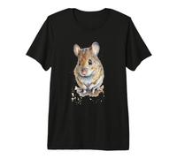 Beau Portrait de Souris Aquarelle T-Shirt Haut de Gamme