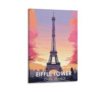 Beau poster de paysage de Paris France Tour Eiffel romantique sur toile Poster décoratif sur toile pour chambre à coucher 50 x 75 cm