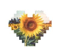 Beau puzzle de briques de construction en forme de cœur en forme de tournesol personnalisé pour adultes Micro blocs de construction 3D pour décoration d'intérieur