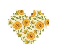Beau puzzle imprimé tournesol jaune 10,8 x 12,8 cm, en forme de cœur, jeu stimulant pour adultes, décoration murale amusante
