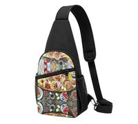 Beau sac à bandoulière décontracté pour petit déjeuner, sac de poitrine en polyester durable avec plusieurs poches et porte-clés, sangle réglable pour homme et femme