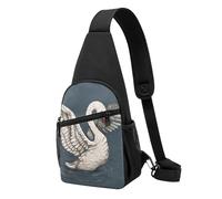 Beau sac à bandoulière imprimé de fleurs pour femmes et hommes, sac de poitrine décontracté pour voyage, randonnée, course à pied, Cygne blanc., One Size, Sac à dos de