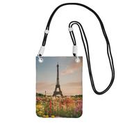 Beau sac à bandoulière imprimé Tour Eiffel Paris pour femme, mini porte-monnaie pour téléphone, joli portefeuille pour téléphone, cadeau de randonnée, voyage, Noir , Taille unique