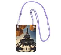 Beau sac à bandoulière imprimé Tour Eiffel Paris pour femme, mini porte-monnaie pour téléphone, joli portefeuille pour téléphone, cadeau de randonnée, voyage, violet, Taille unique