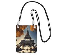 Beau sac à bandoulière imprimé Tour Eiffel Paris pour femme, mini porte-monnaie pour téléphone, joli portefeuille pour téléphone, cadeau de randonnée, voyage, Noir , Taille unique