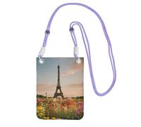 Beau sac à bandoulière imprimé Tour Eiffel Paris pour femme, mini porte-monnaie pour téléphone, joli portefeuille pour téléphone, cadeau de randonnée, voyage, violet, Taille unique