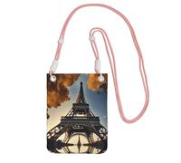 Beau sac à bandoulière imprimé Tour Eiffel Paris pour femme, mini porte-monnaie pour téléphone, joli portefeuille pour téléphone, cadeau de randonnée, voyage, rose, Taille unique