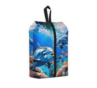 Beau sac à chaussures de voyage avec imprimé dauphins du monde sous-marin, sac à chaussures portable avec fermeture éclair, unisexe, organiseur de chaussures léger pour le rangement de voyage, la