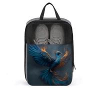 Beau sac à chaussures Phoenix bleu plumes pour voyage usage quotidien sac de rangement anti-poussière sac de rangement sac à chaussures de golf pochette