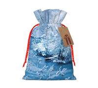 Beau sac à cordon imprimé paysage de neige, sacs à goûter, sacs de rangement pour emballage cadeau, décorations de fête