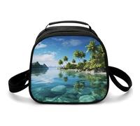 Beau sac à déjeuner Island in The Sea - Petit sac fourre-tout isotherme avec bandoulière réglable - Boîte à déjeuner réutilisable pour le travail, le pique-nique, les voyages