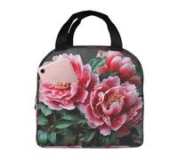 Beau sac à déjeuner isotherme à main avec motif de pivoine, sac de travail, sac de rangement pour le camping