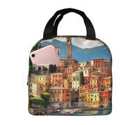 Beau sac à déjeuner isotherme imprimé italien, boîte à déjeuner réutilisable avec poche avant pour le travail et le pique-nique